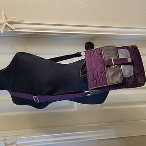 Fossil Quilted Purple and Brown Crossbody Bag
